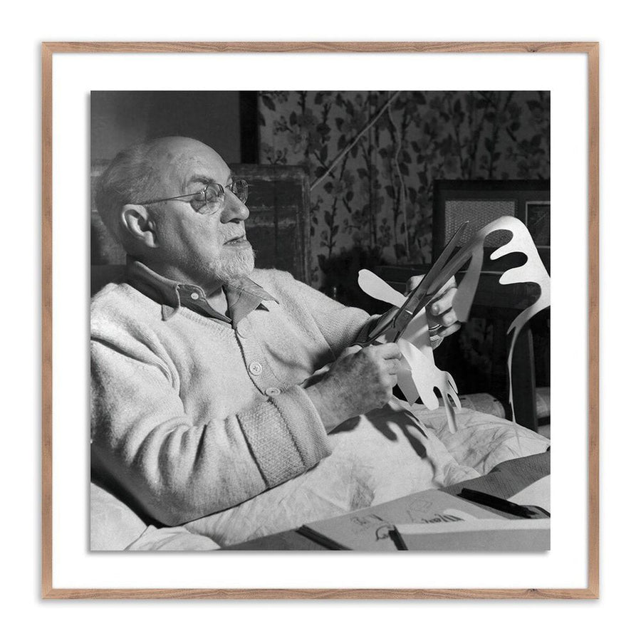 Wall Art Henri Matisse Working On Paper Cut-Out - 60"X60" - Rustic Walnut