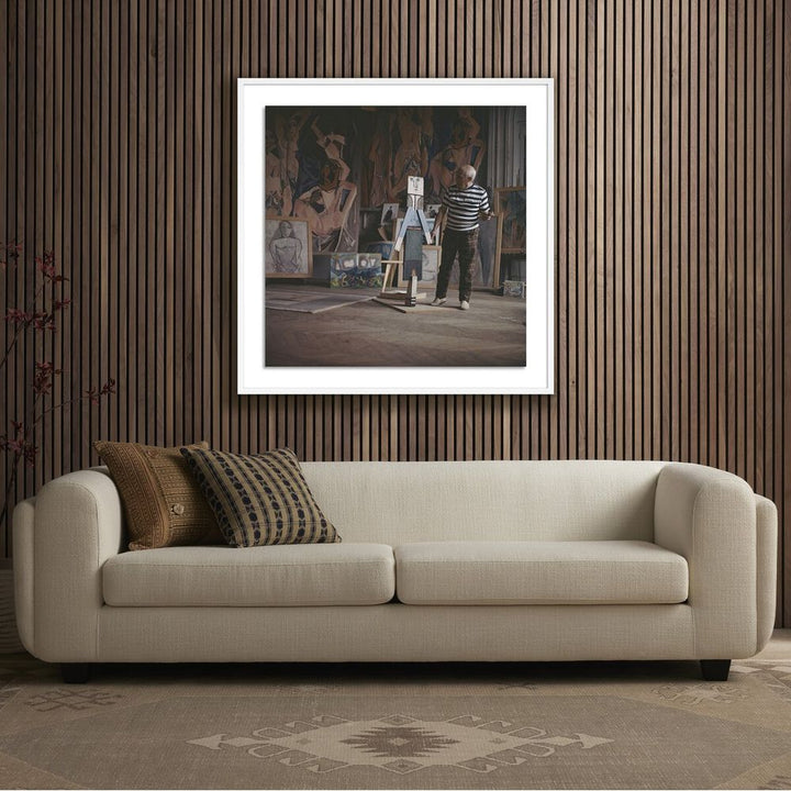 Wall Art Pablo Picasso At Work By Getty Images - 40"X40" - White Maple