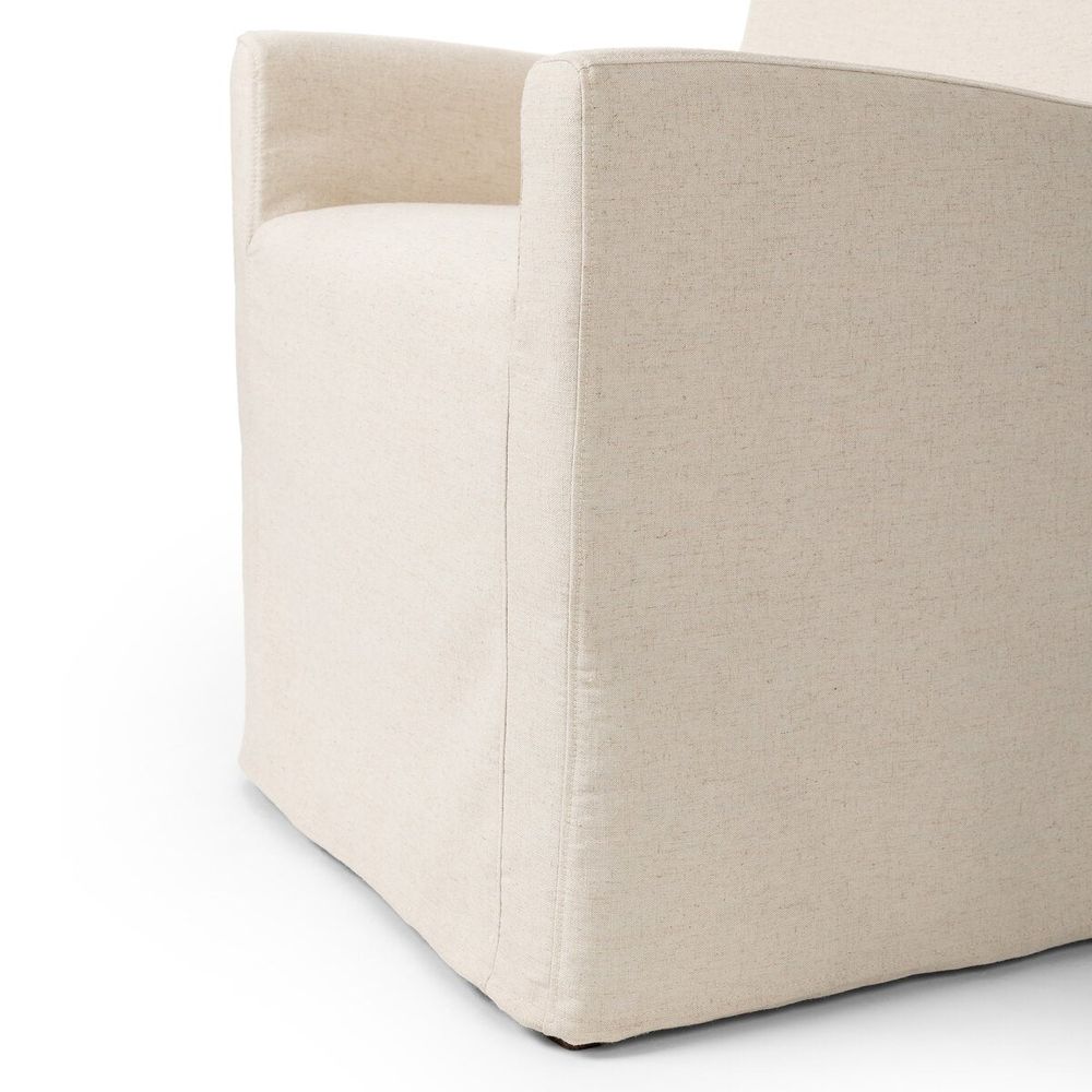 Vista Slipcovered Dining Armchair: Savile Flax - Coffee Bean