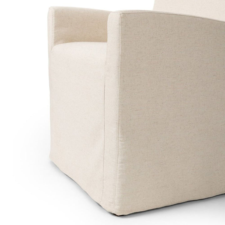 Vista Slipcovered Dining Armchair: Savile Flax - Coffee Bean
