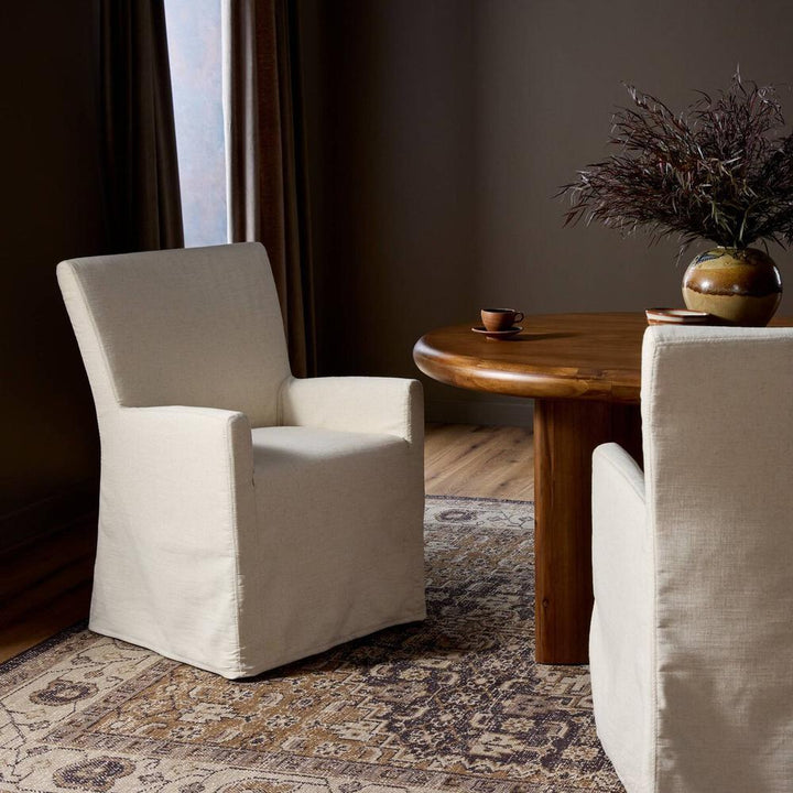 Dining Chairs Vista Slipcovered Dining Armchair: Savile Flax - Coffee Bean