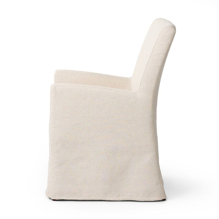 Vista Slipcovered Dining Armchair: Savile Flax - Coffee Bean