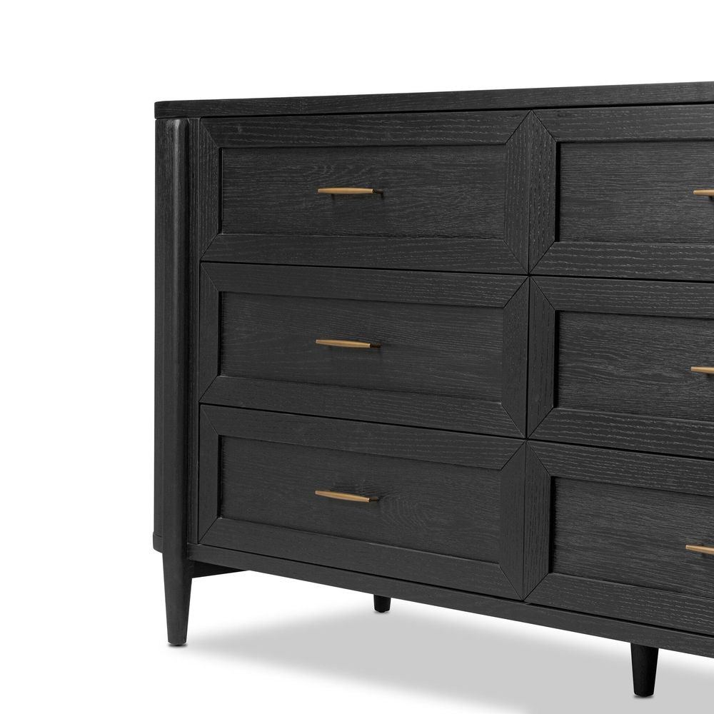 Tolle 6 Drawer Dresser - Drifted Matte Black Veneer