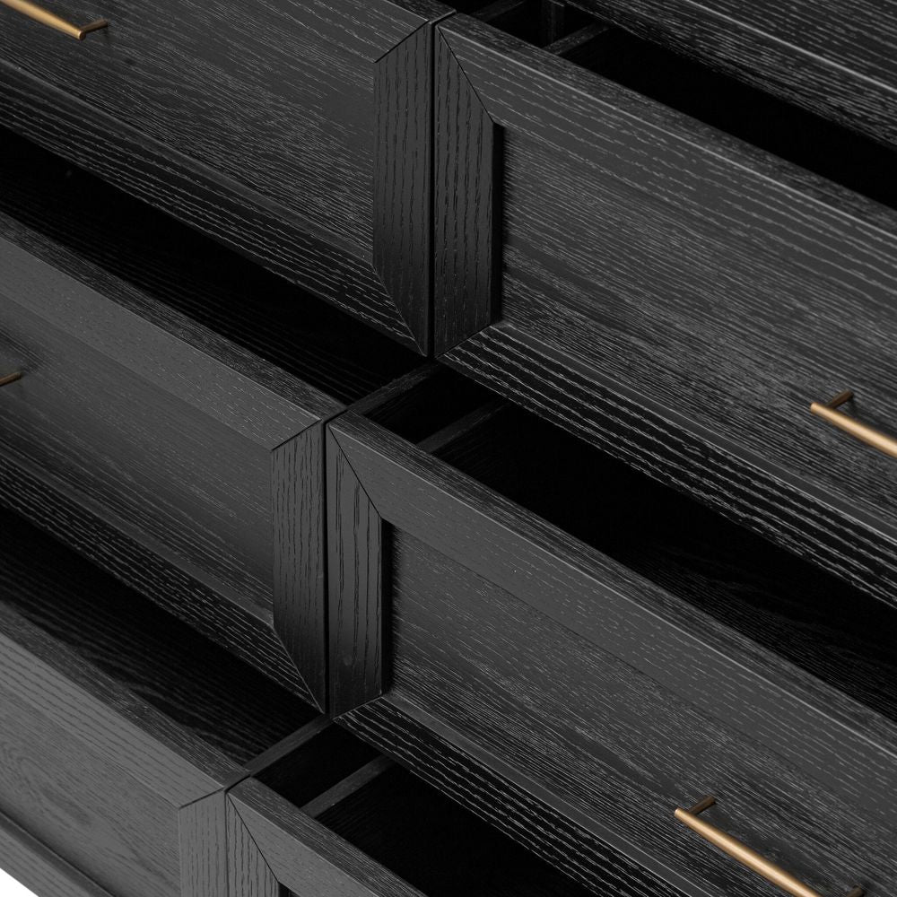 Tolle 6 Drawer Dresser - Drifted Matte Black Veneer