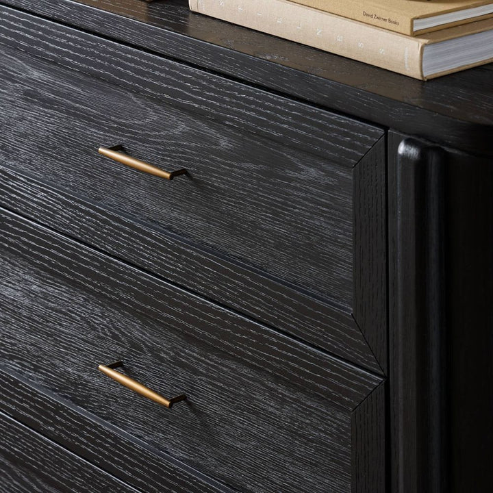 Tolle 6 Drawer Dresser - Drifted Matte Black Veneer