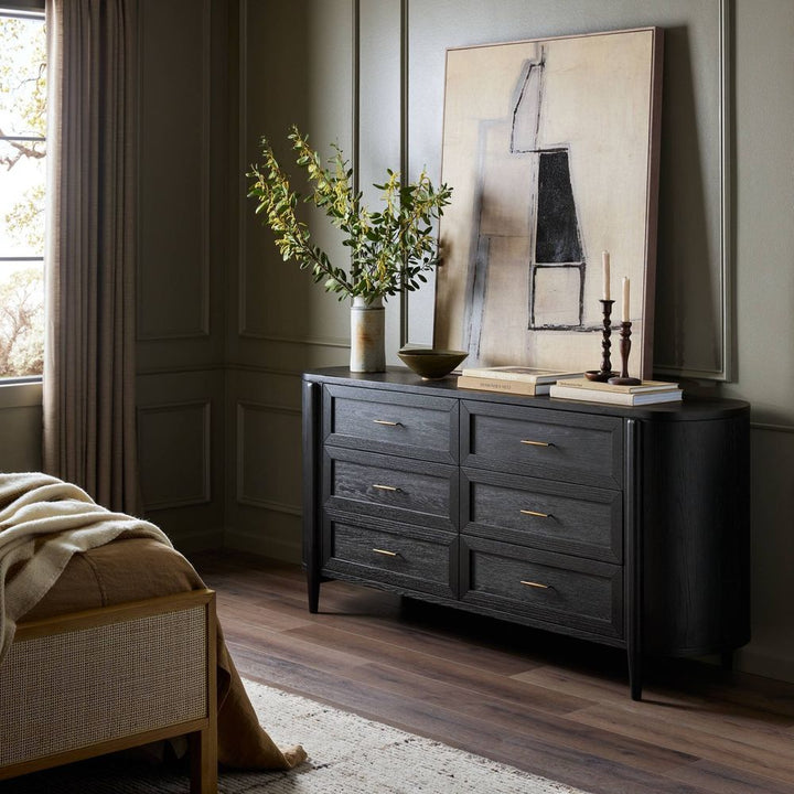 Dressers & Chests Tolle 6 Drawer Dresser - Drifted Matte Black Veneer