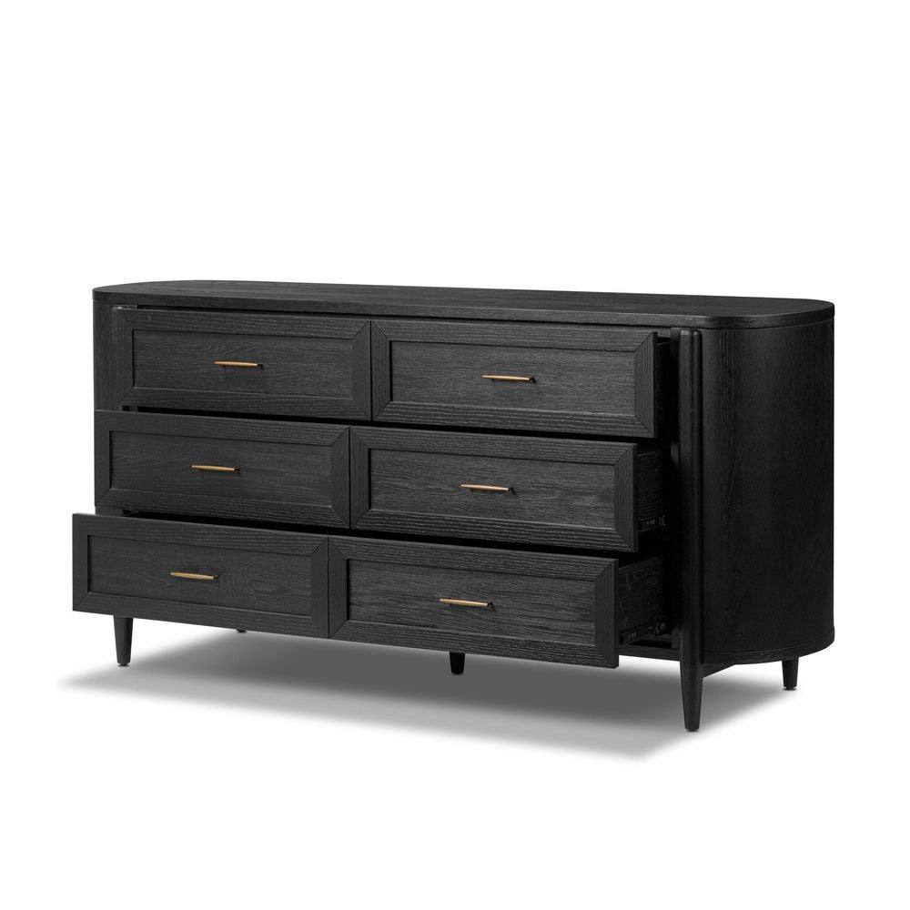 Tolle 6 Drawer Dresser - Drifted Matte Black Veneer