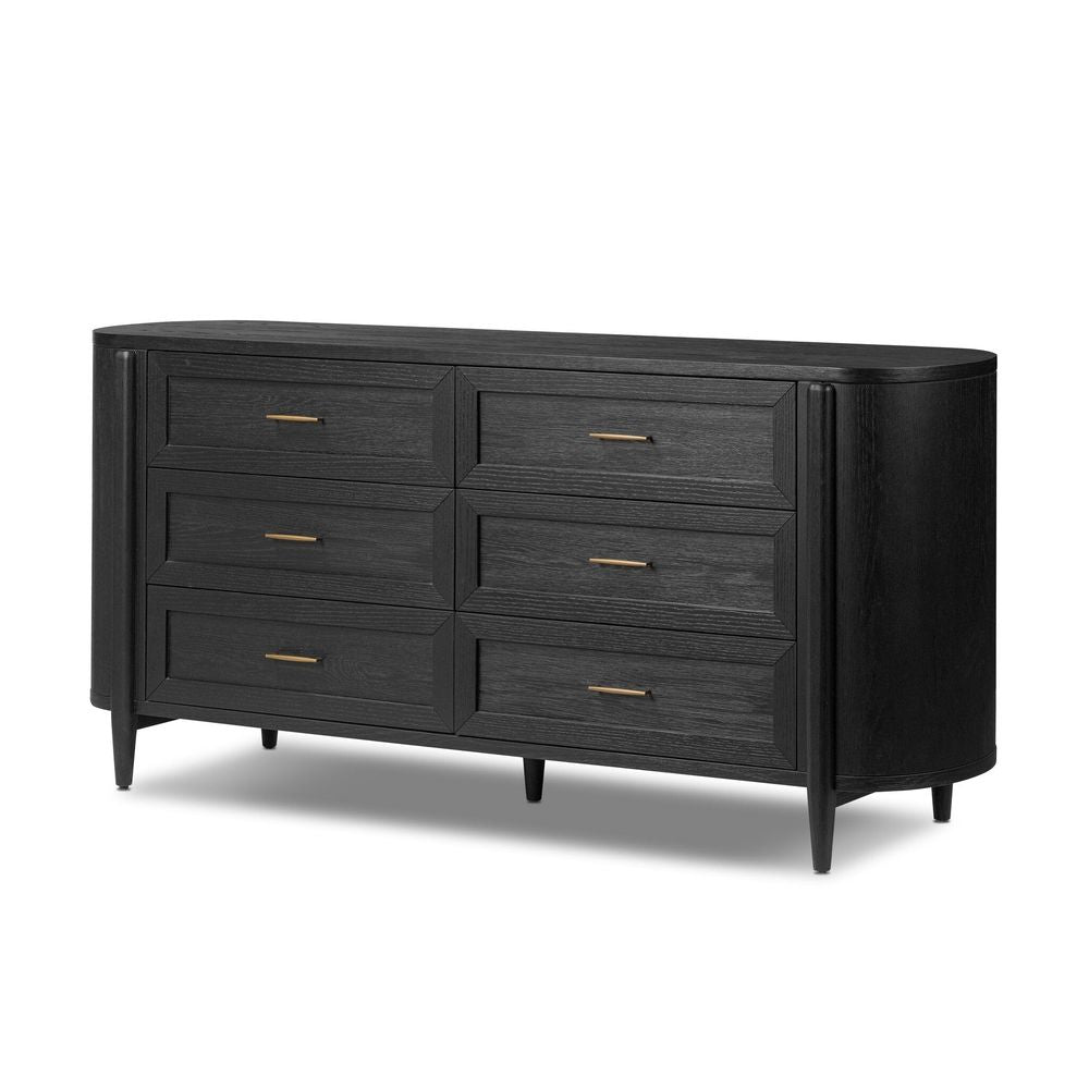 Tolle 6 Drawer Dresser - Drifted Matte Black Veneer - Four Hands Tolle 6 Drawer Dresser - Drifted Matte Black Veneer - Four Hands