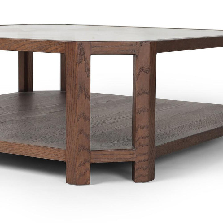 Jenzen Coffee Table: Drifted Oak - Drifted Oak Veneer - Tempered Glass
