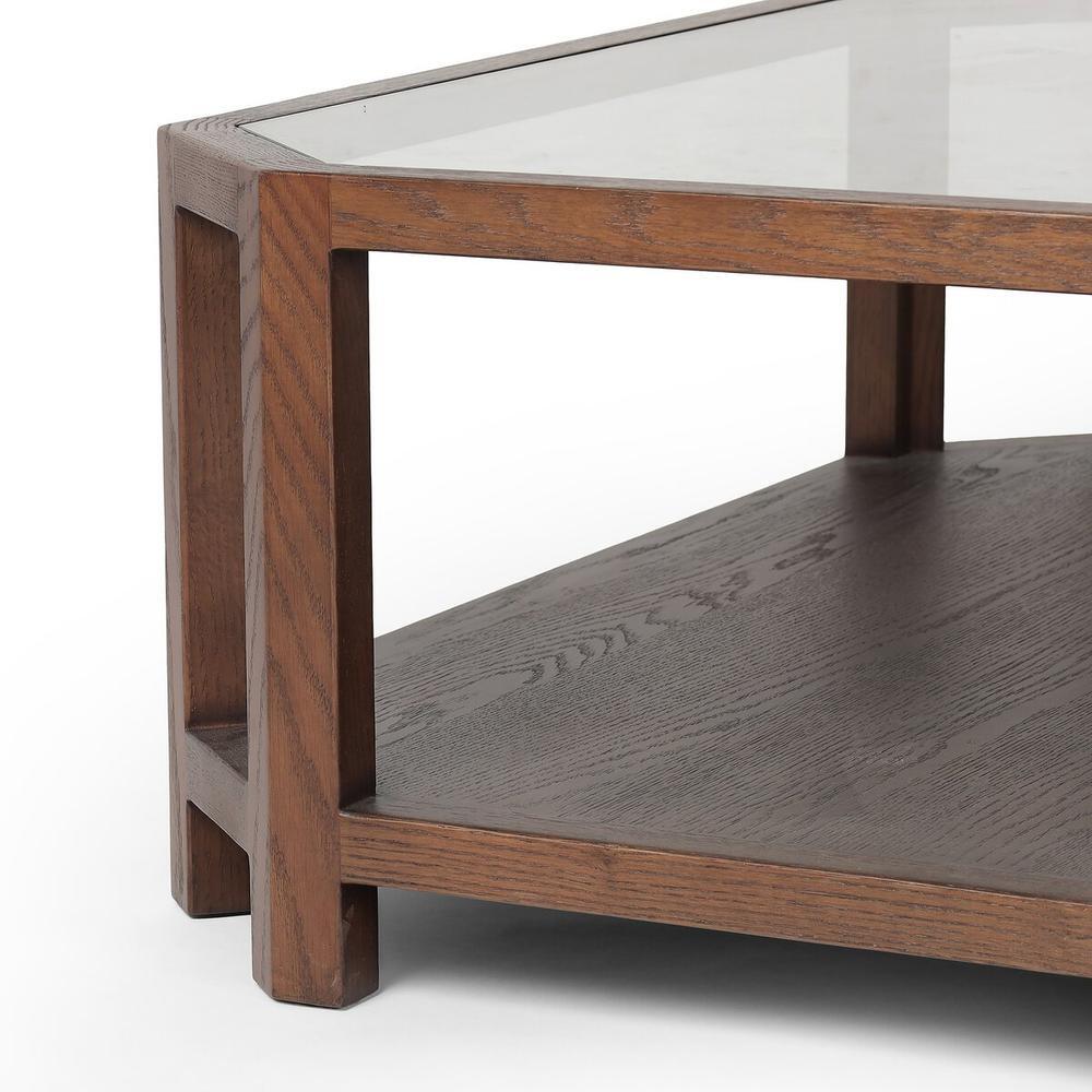 Jenzen Coffee Table: Drifted Oak - Drifted Oak Veneer - Tempered Glass
