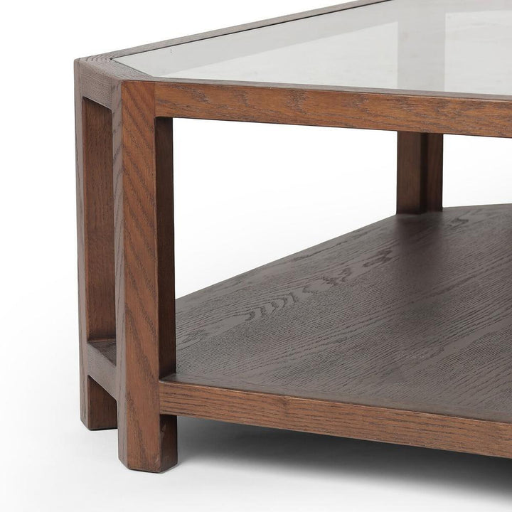 Jenzen Coffee Table: Drifted Oak - Drifted Oak Veneer - Tempered Glass