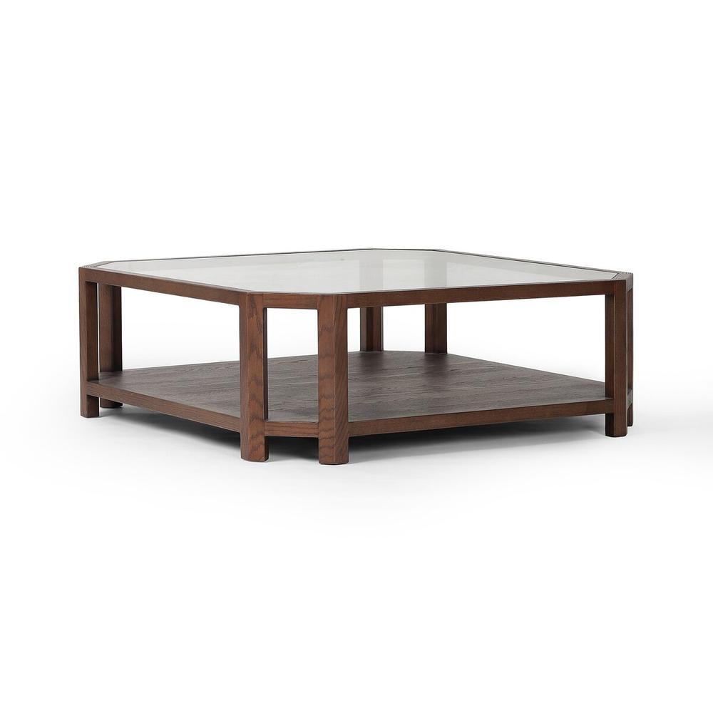 Jenzen Coffee Table: Drifted Oak - Drifted Oak Veneer - Tempered Glass