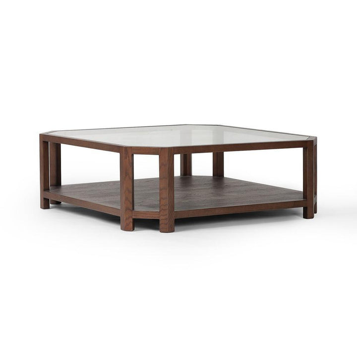 Jenzen Coffee Table: Drifted Oak - Drifted Oak Veneer - Tempered Glass