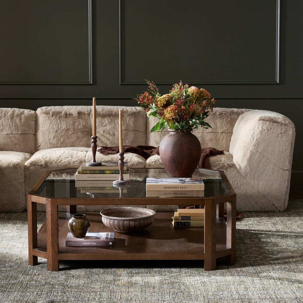 Coffee Tables Jenzen Coffee Table: Drifted Oak - Drifted Oak Veneer - Tempered Glass