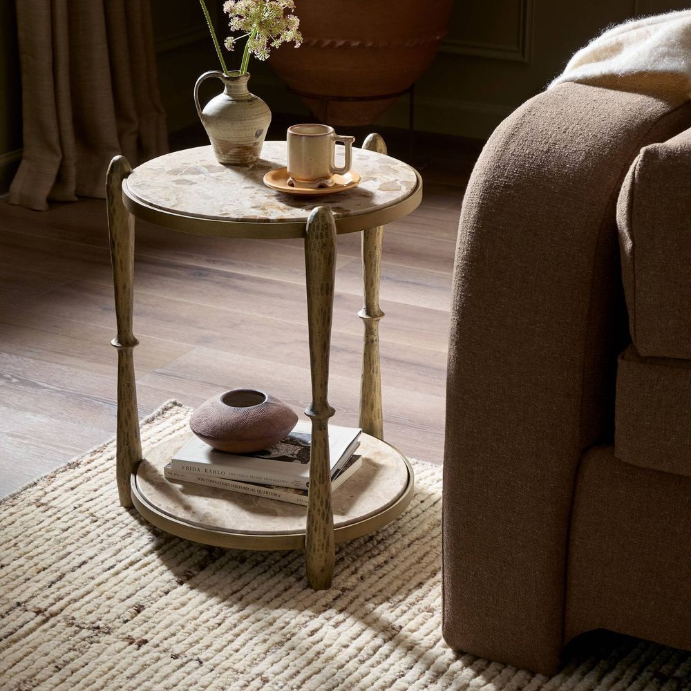 Side Tables Ruthie End Table - Fossil Marble