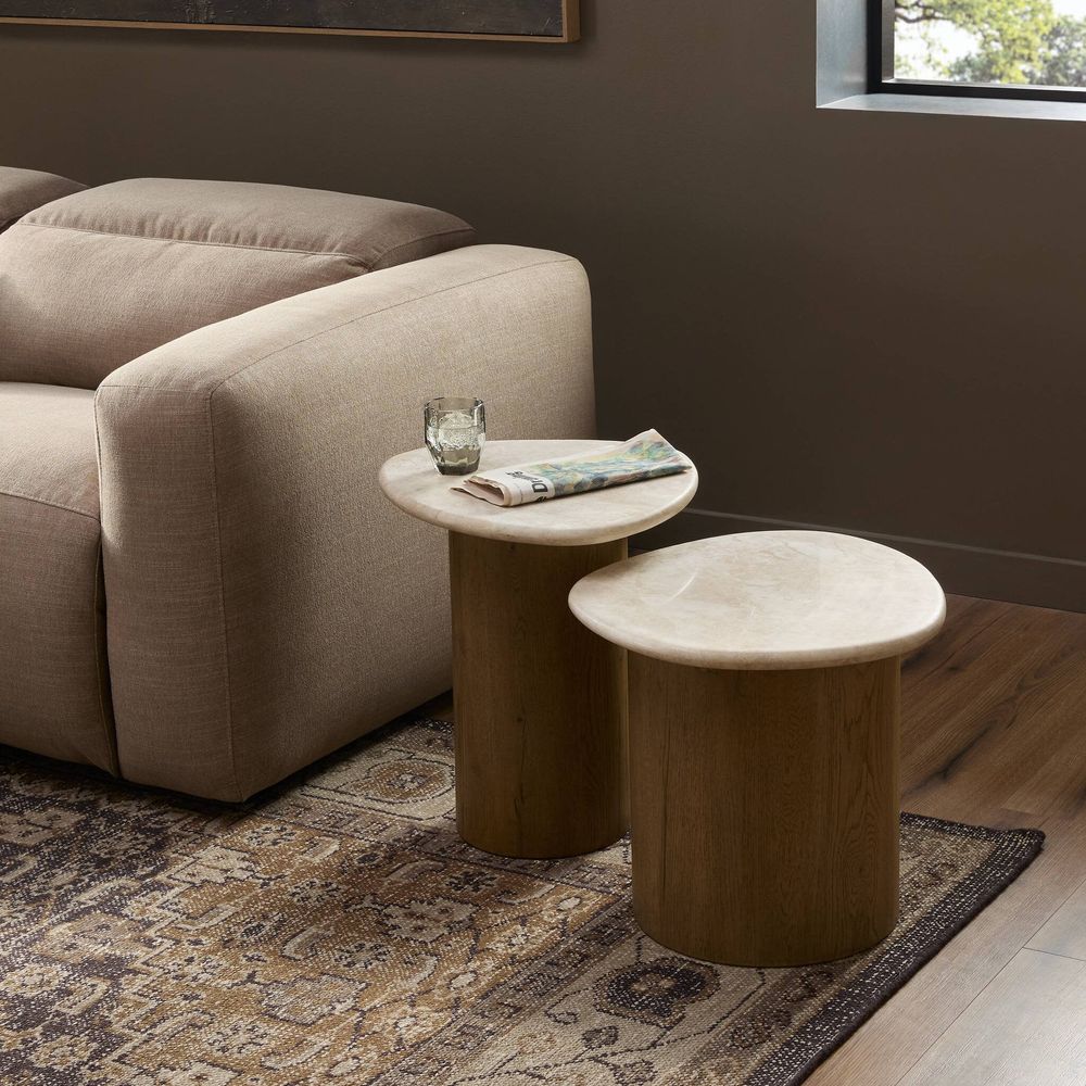 Side Tables Kovo Nesting End Tables - Cappuccino Marble