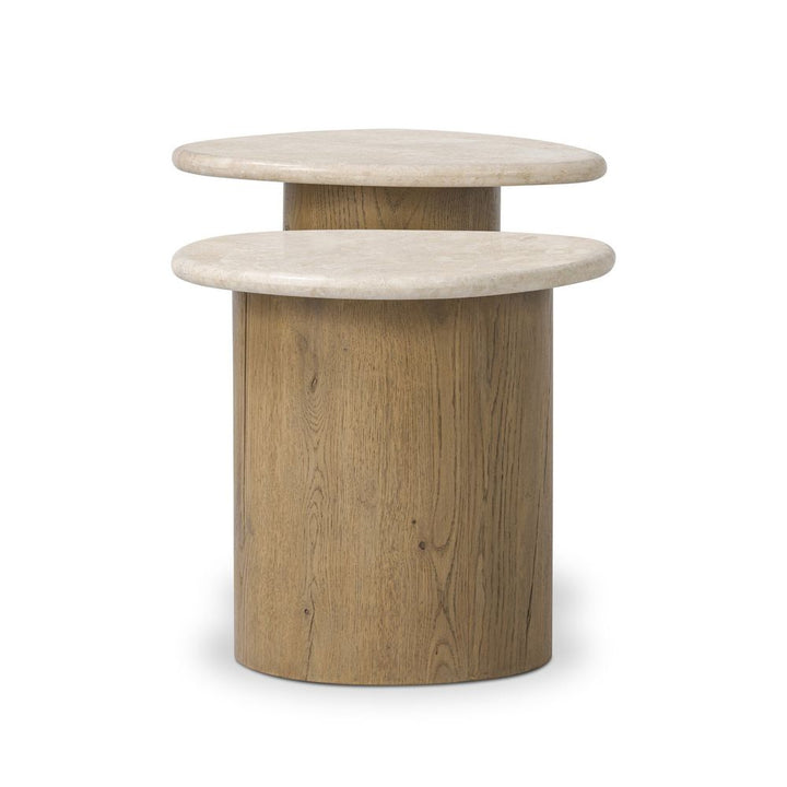 Side Tables Kovo Nesting End Tables - Cappuccino Marble