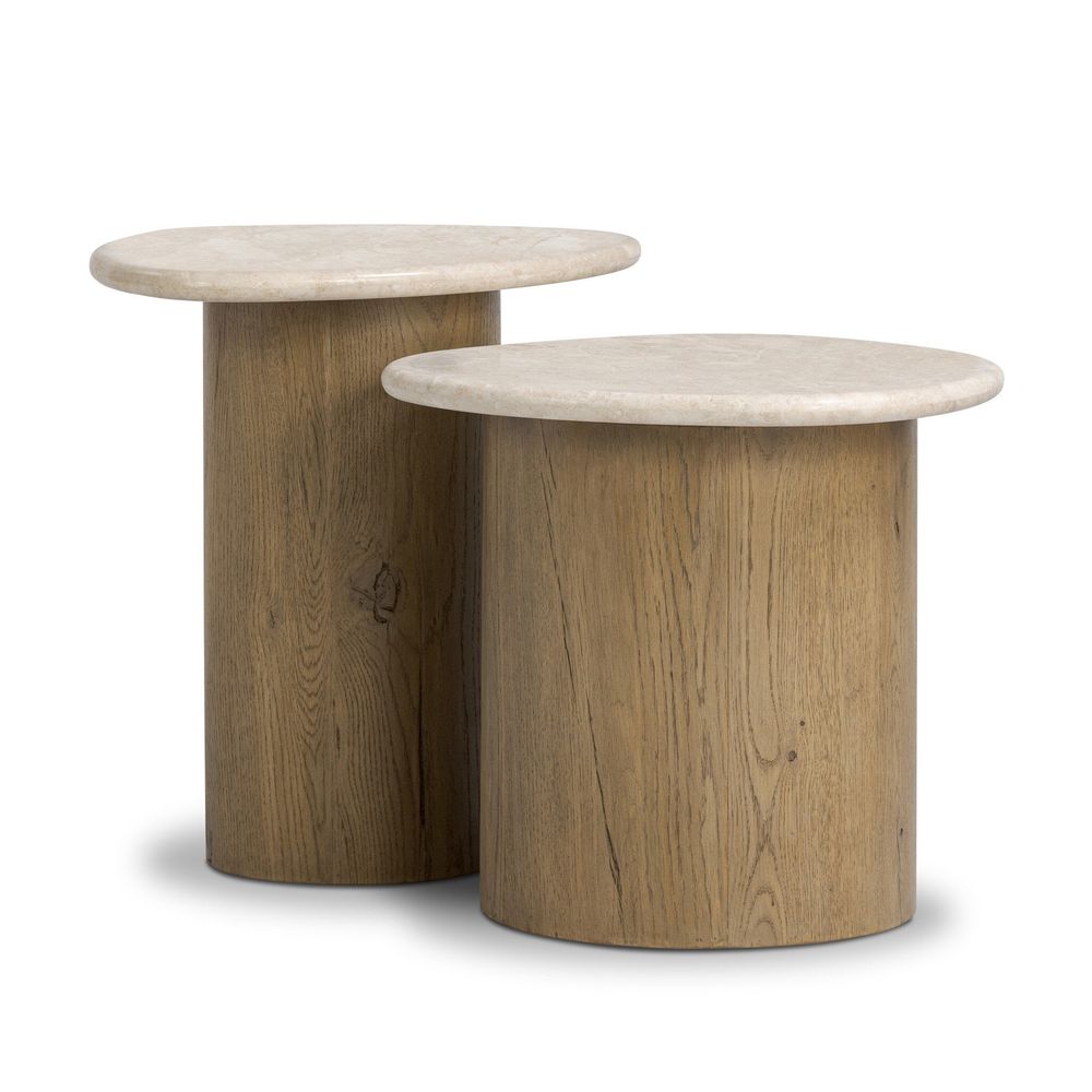 Side Tables Kovo Nesting End Tables - Cappuccino Marble