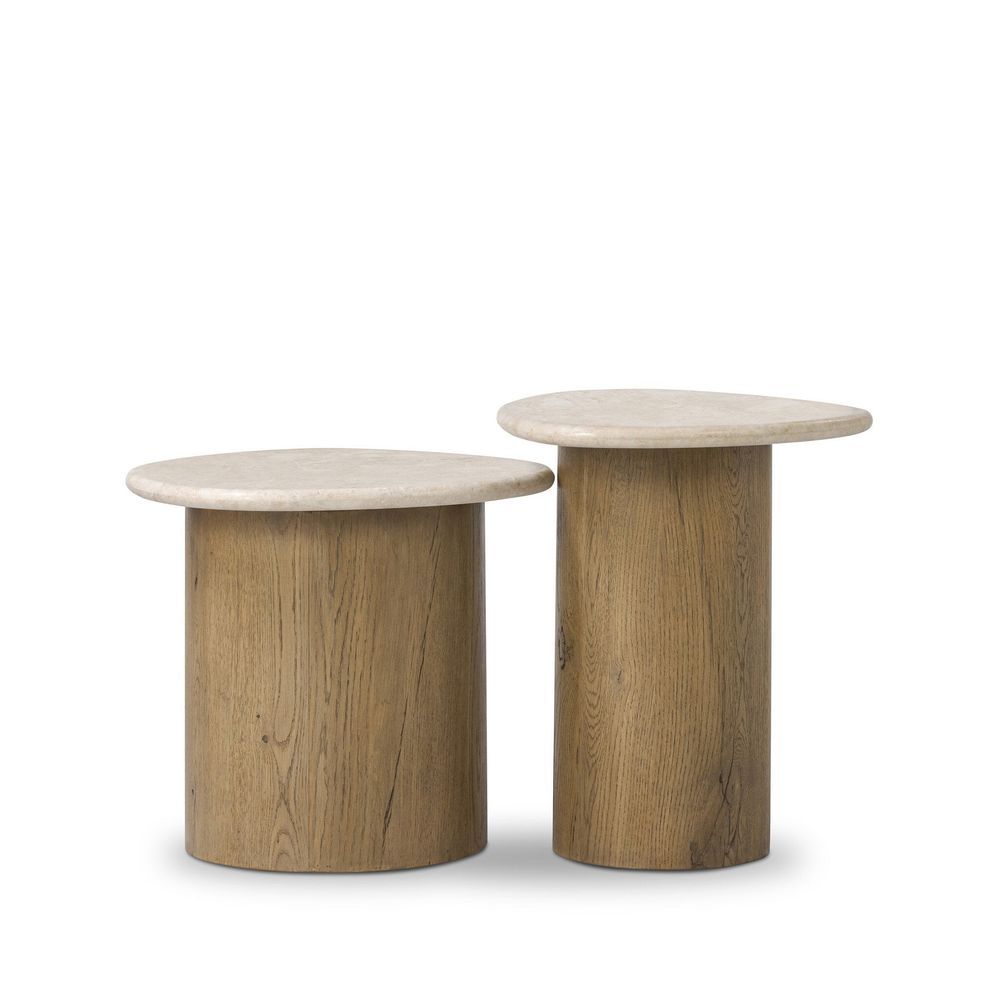 Side Tables Kovo Nesting End Tables - Cappuccino Marble