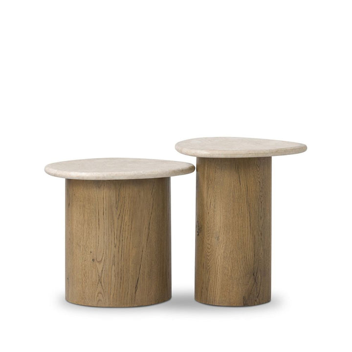 Side Tables Kovo Nesting End Tables - Cappuccino Marble