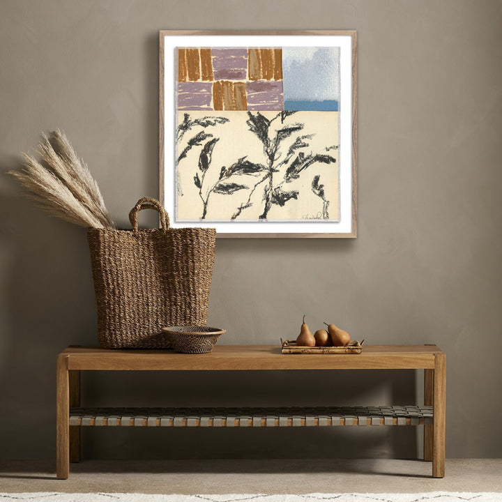 Olive Branch Abstract By Shaina Page - 30.5"X32" - Rustic Walnut - Framed Canvas