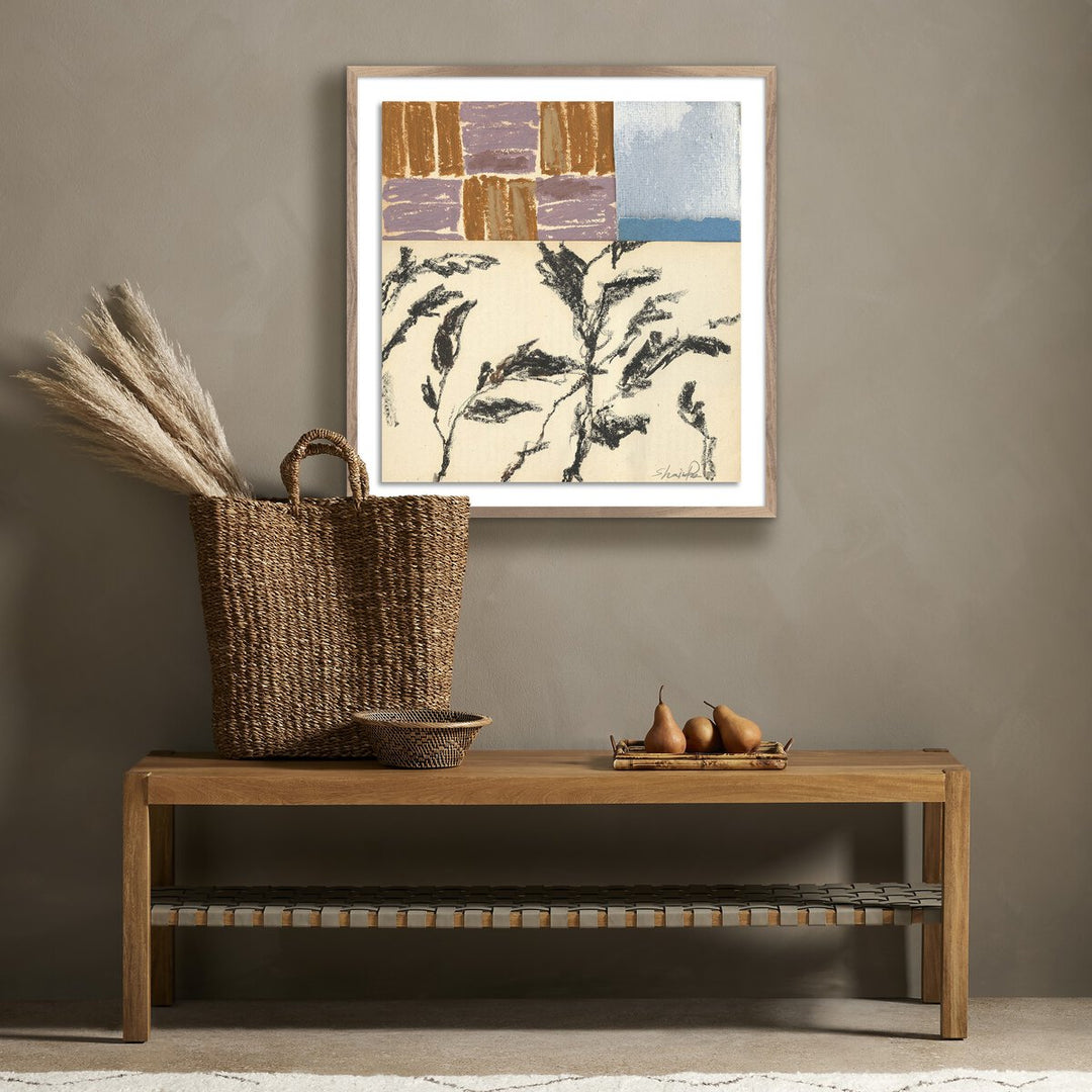 Olive Branch Abstract By Shaina Page - 30.5"X32" - Rustic Walnut - Framed Paper