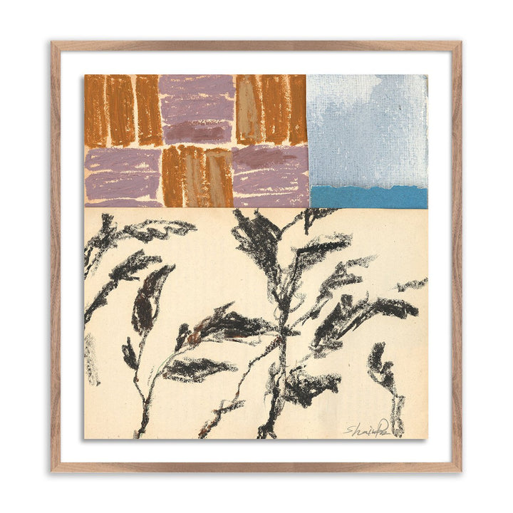 Olive Branch Abstract By Shaina Page - 30.5"X32" - Rustic Walnut - Framed Paper