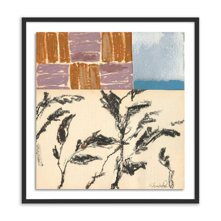 Olive Branch Abstract By Shaina Page - 30.5"X32" - Black Maple - Framed Paper