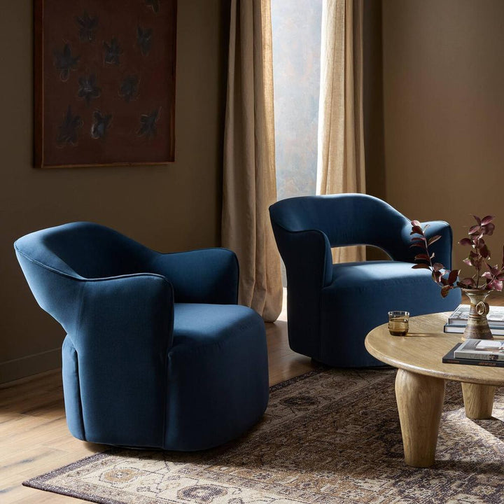 Lounge Chairs Blythe Swivel Chair: Crypton Henry Navy