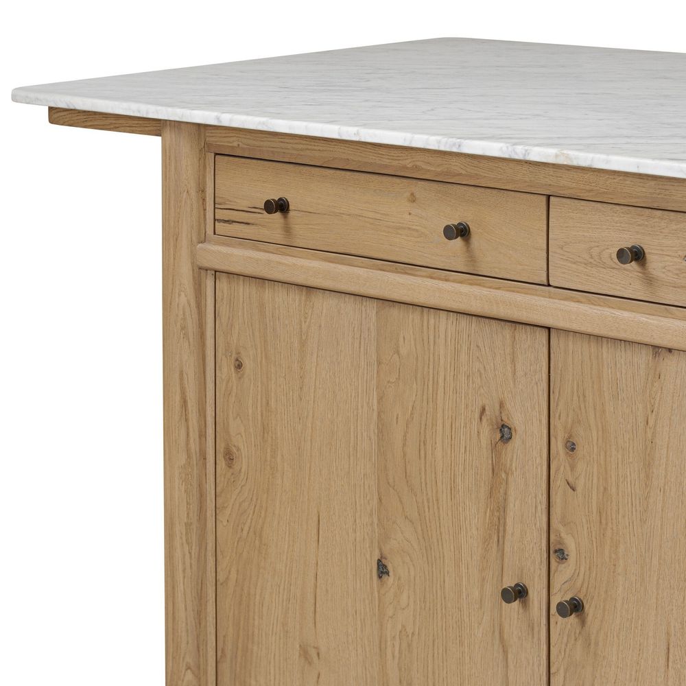 Fatima Kitchen Island - White Carrara Marble
