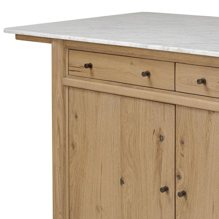 Fatima Kitchen Island - White Carrara Marble