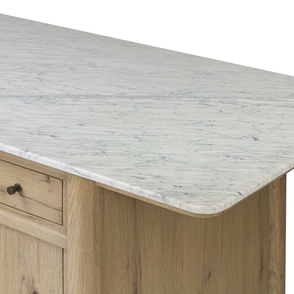 Fatima Kitchen Island - White Carrara Marble