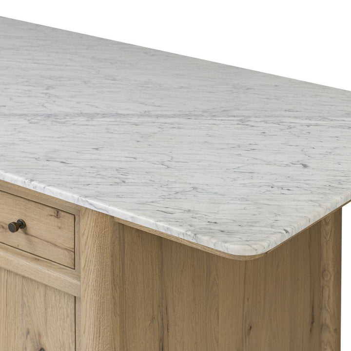 Fatima Kitchen Island - White Carrara Marble