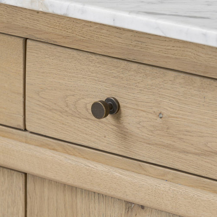 Fatima Kitchen Island - White Carrara Marble