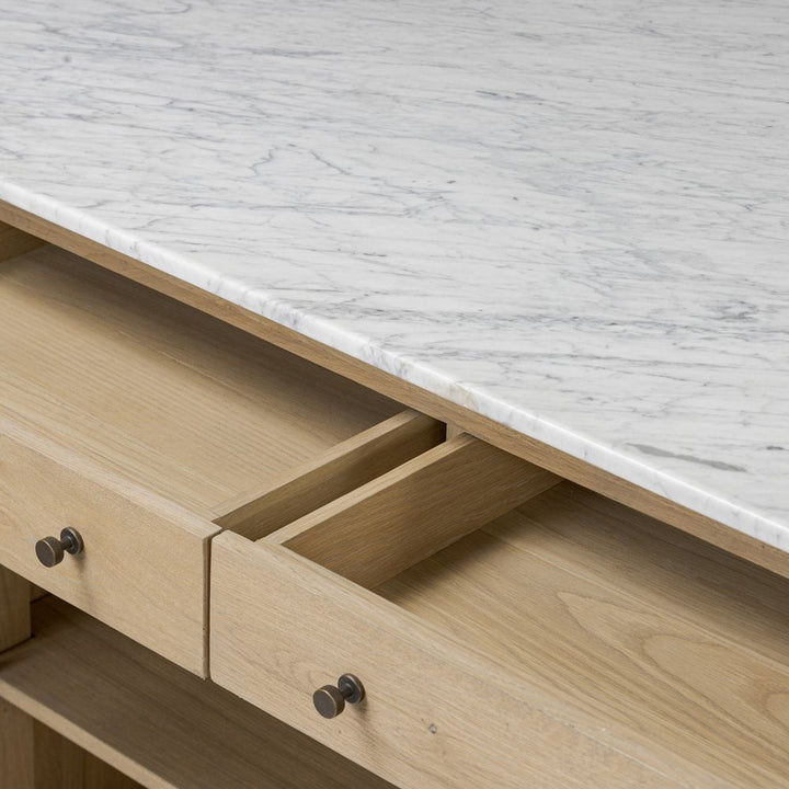 Fatima Kitchen Island - White Carrara Marble