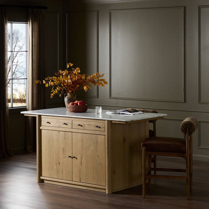 Kitchen Islands Fatima Kitchen Island - White Carrara Marble