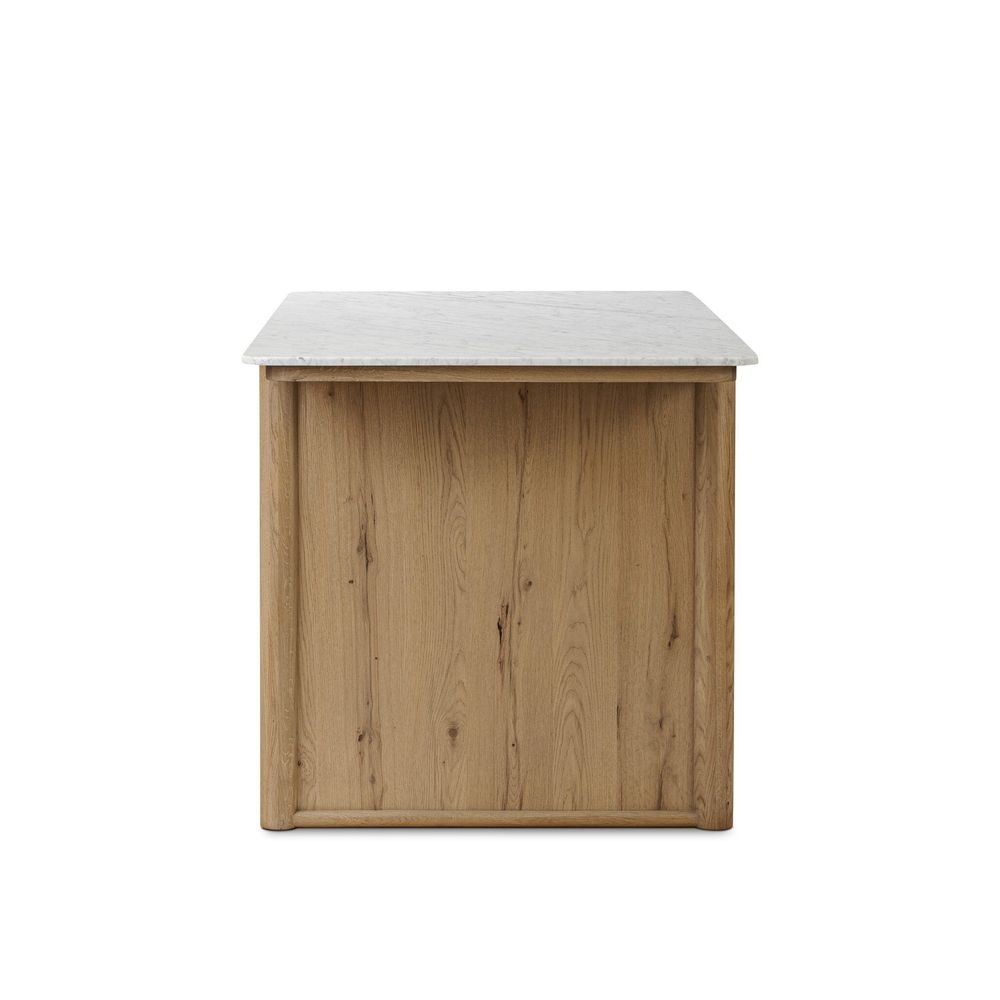 Fatima Kitchen Island - White Carrara Marble