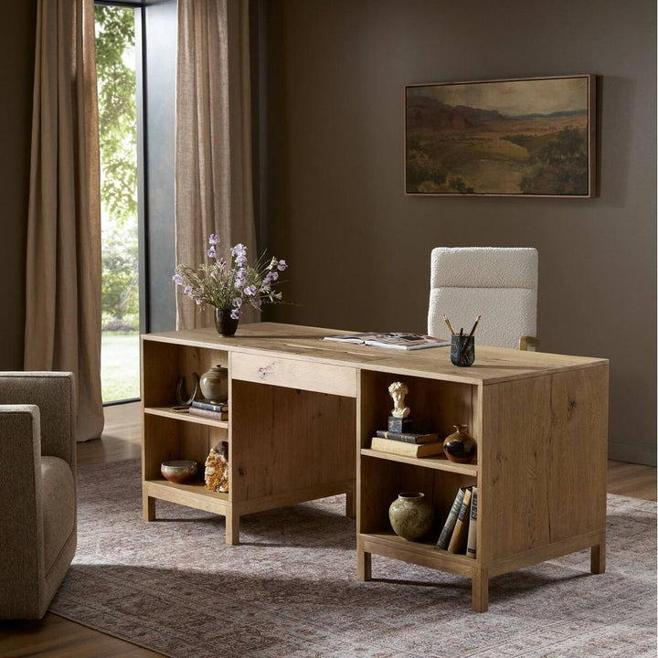 Desks Tula Bookcase: Worn Oak - Worn Oak Veneer - Palermo Drift