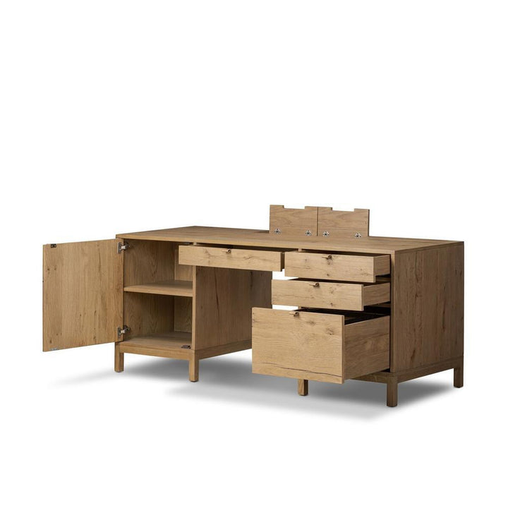 Desks Tula Bookcase: Worn Oak - Worn Oak Veneer - Palermo Drift