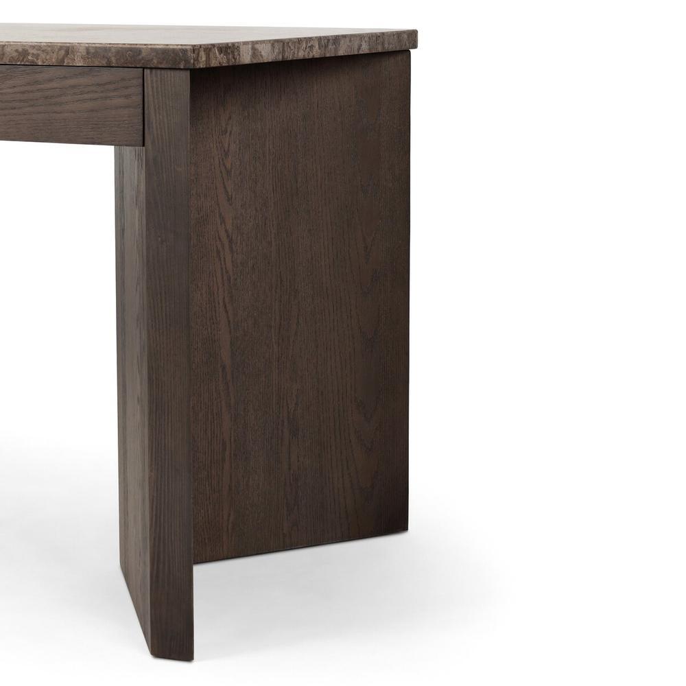 Lawson Desk: Warm Grey Marble - Brown Oak Veneer