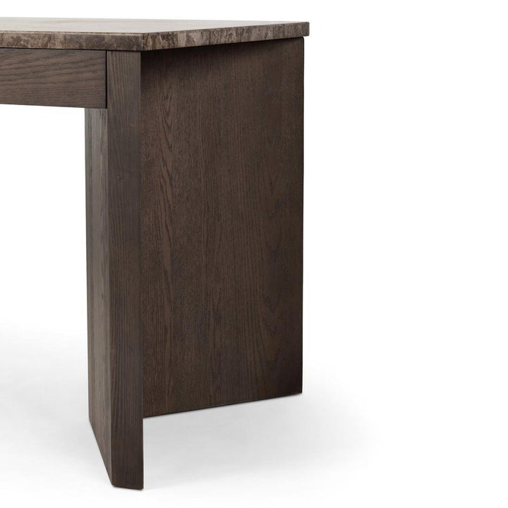 Lawson Desk: Warm Grey Marble - Brown Oak Veneer