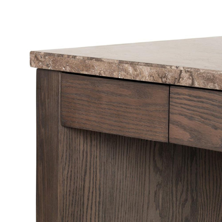 Desks Lawson Desk: Warm Grey Marble - Brown Oak Veneer
