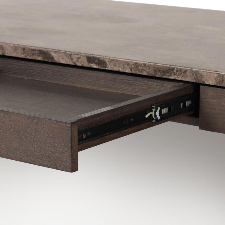 Lawson Desk: Warm Grey Marble - Brown Oak Veneer