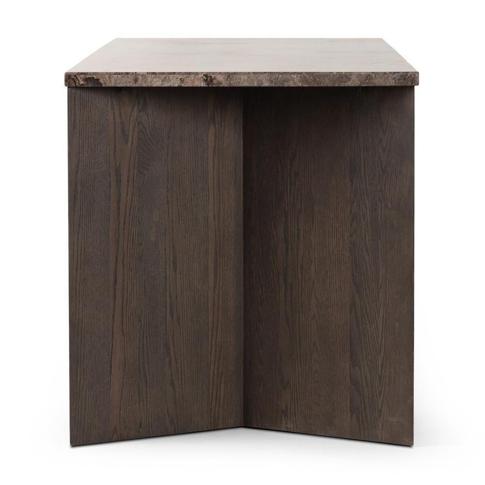 Lawson Desk: Warm Grey Marble - Brown Oak Veneer