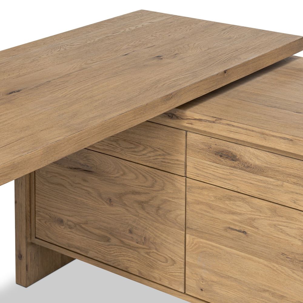 Noah Rotating Desk - Aged Smoked Oak Resawn