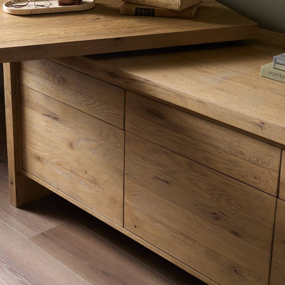 Noah Rotating Desk - Aged Smoked Oak Resawn