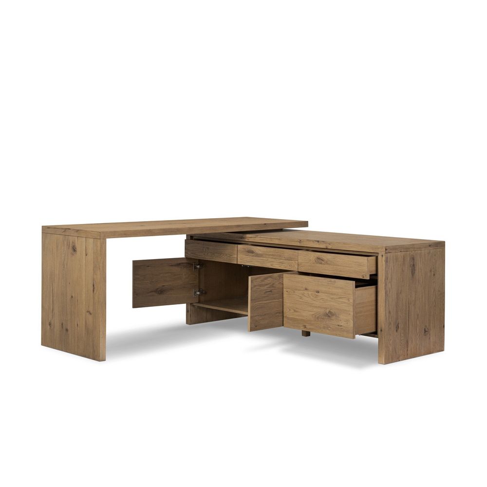 Noah Rotating Desk - Aged Smoked Oak Resawn
