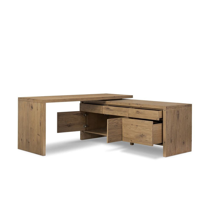 Noah Rotating Desk - Aged Smoked Oak Resawn