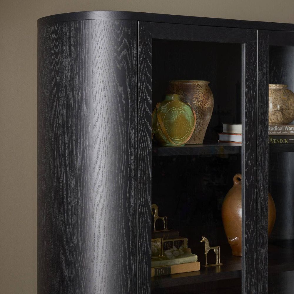 Pilar Cabinet: Charcoal Oak Veneer - Charcoal Oak - Dark Iron