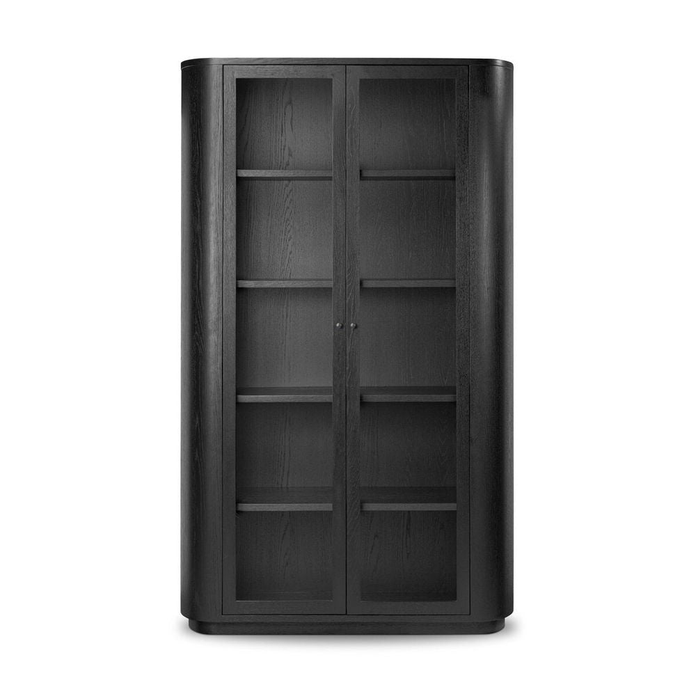 Cabinets & Curios Pilar Cabinet: Charcoal Oak Veneer - Charcoal Oak - Dark Iron